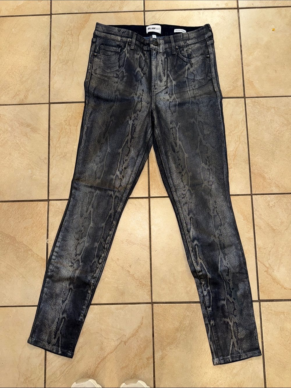 William Rast Black Snake-Print Skinny Jeans